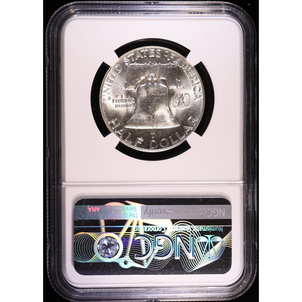 1955 Franklin Half Dollar NGC MS64 FBL 90 Percent Silver Coin Reverse