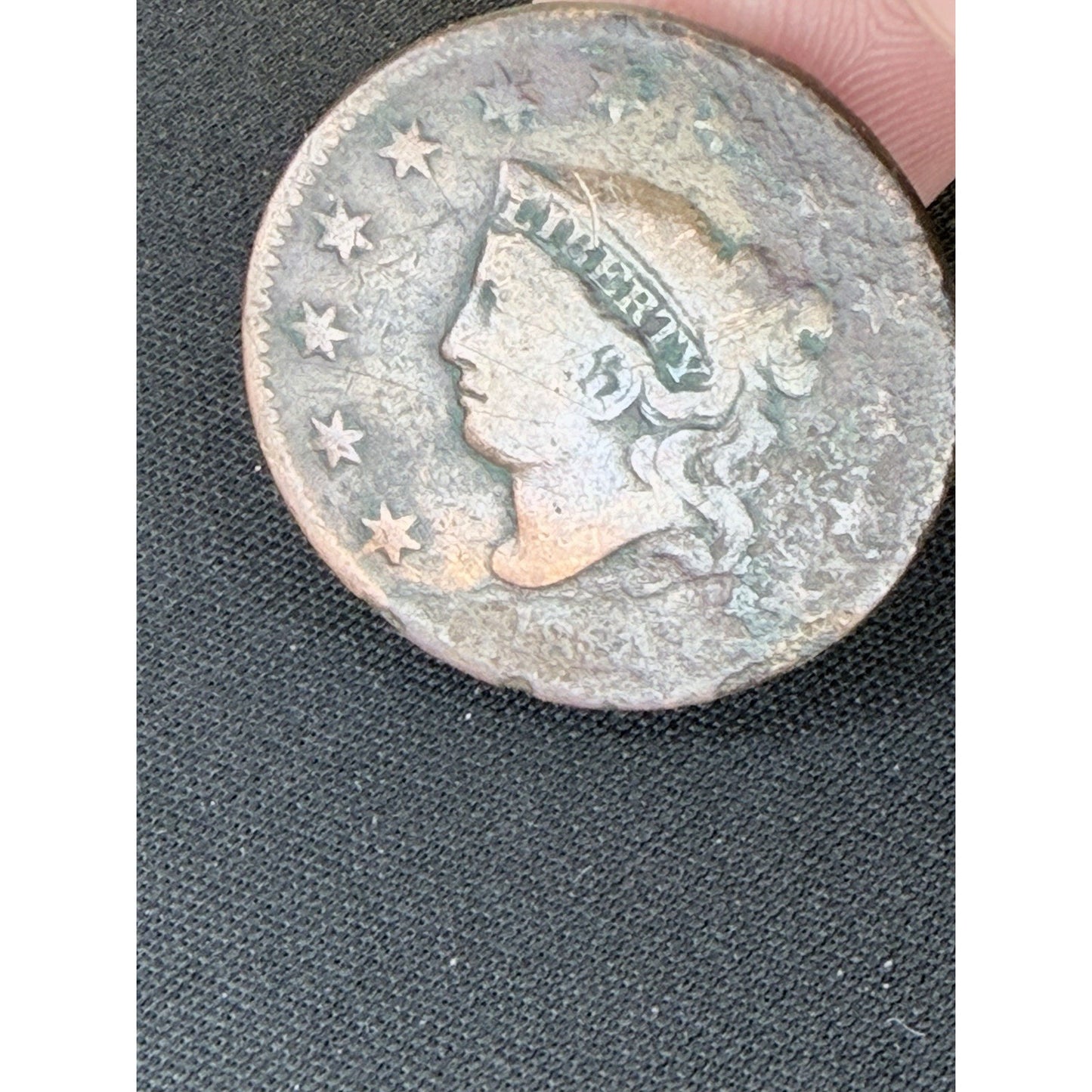 1831 Coronet Head Large Cent obverse close detail