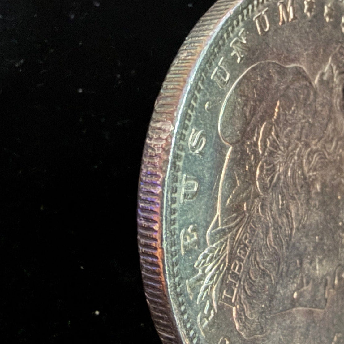 1890 Morgan Silver Dollar Rim Toning