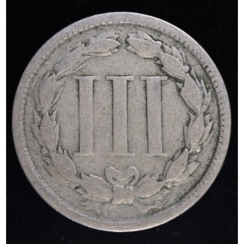 1865 Three Cent Nickel Civil War Era US Coin