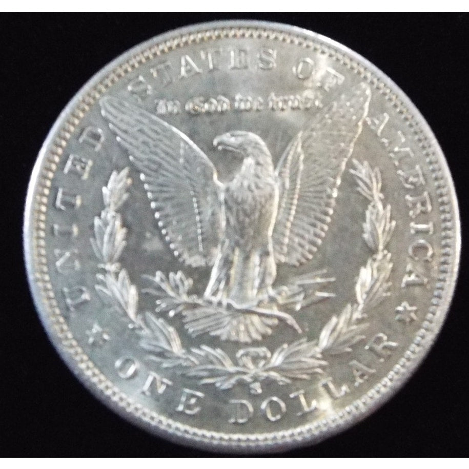 1881 S Morgan Silver Dollar reverse close view Proof Like surfaces