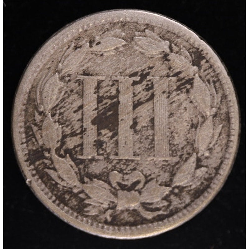 1865 Three Cent Nickel Civil War Era US Coin