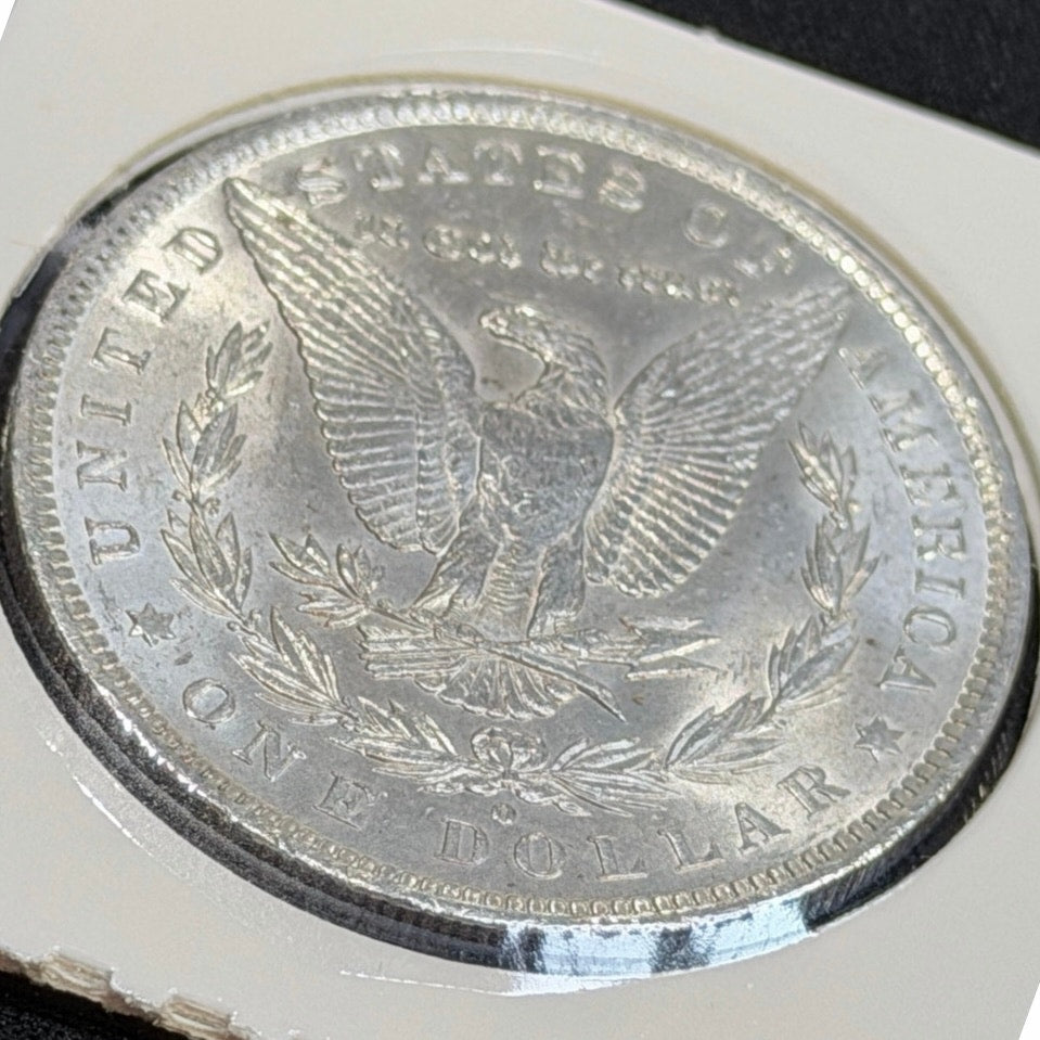1884 O Morgan Silver Dollar reverse close view strong luster