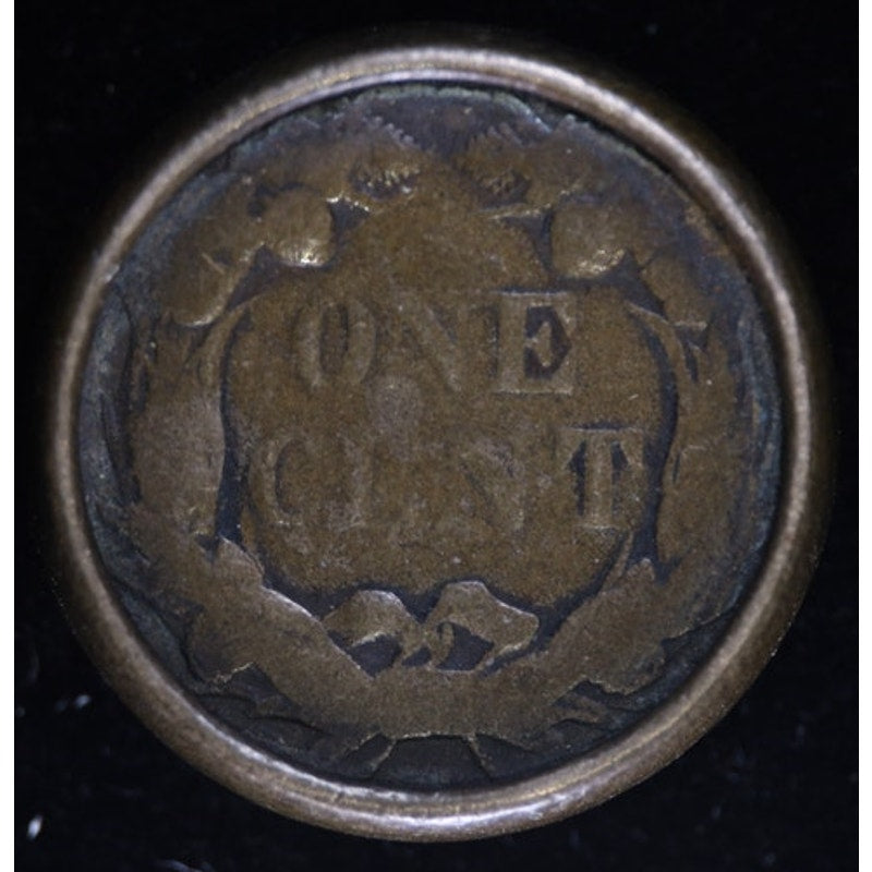 1857 Flying Eagle Cent Altered Button Coin Visible Date