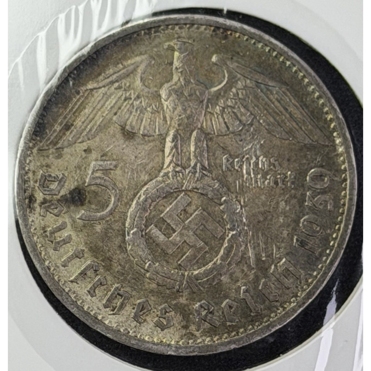 1939 F Germany 5 Reichsmark KM 94 silver coin reverse
