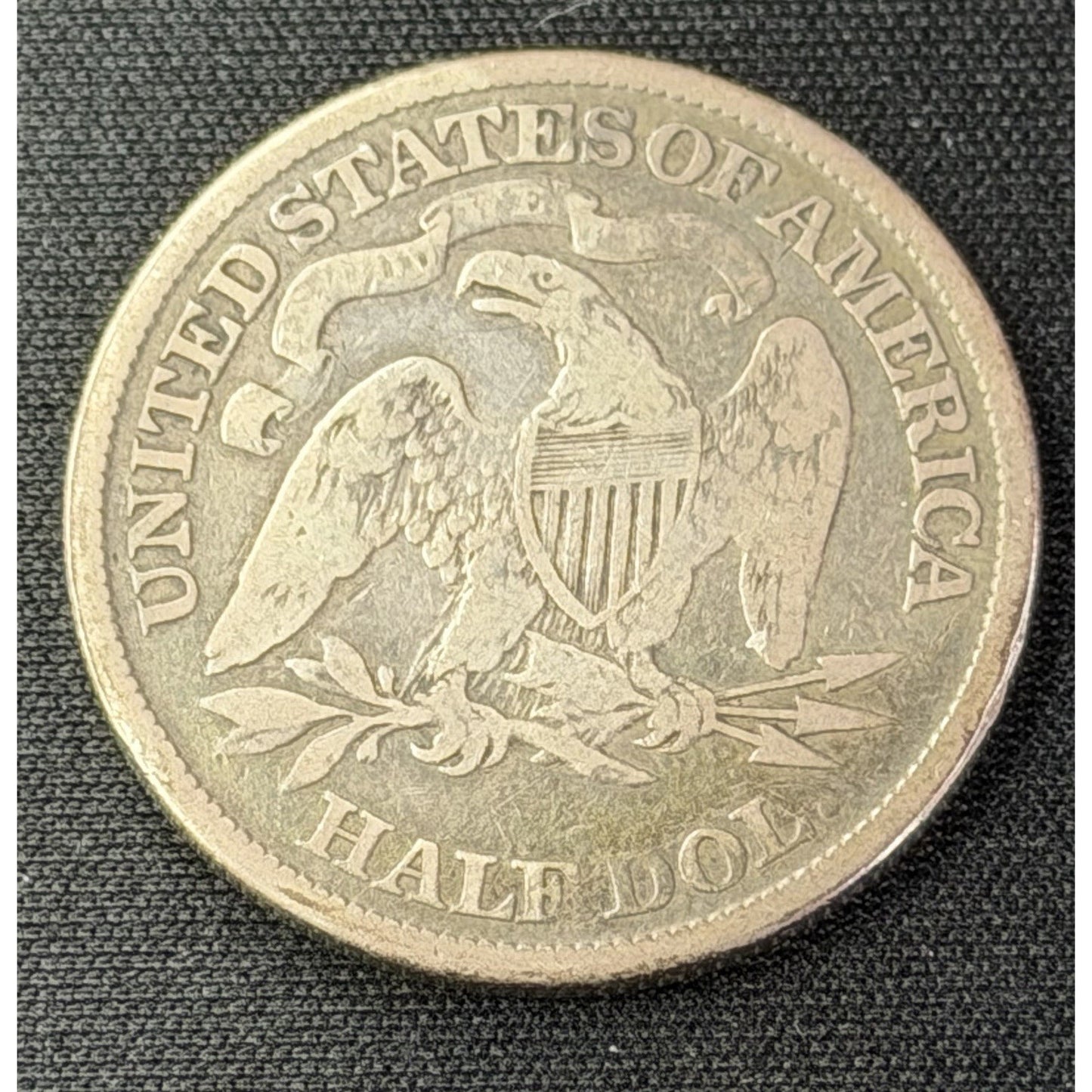 1870 Seated Liberty Half Dollar reverse early silver 50C coin