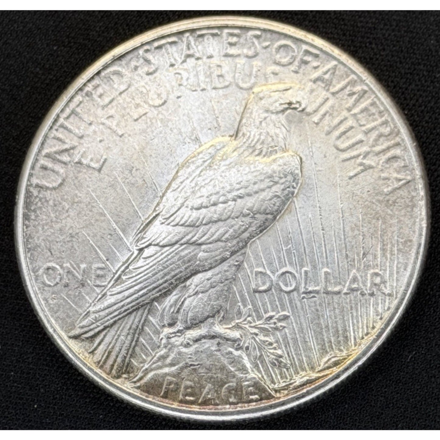 1926 S Peace Dollar reverse uncirculated toned silver coin