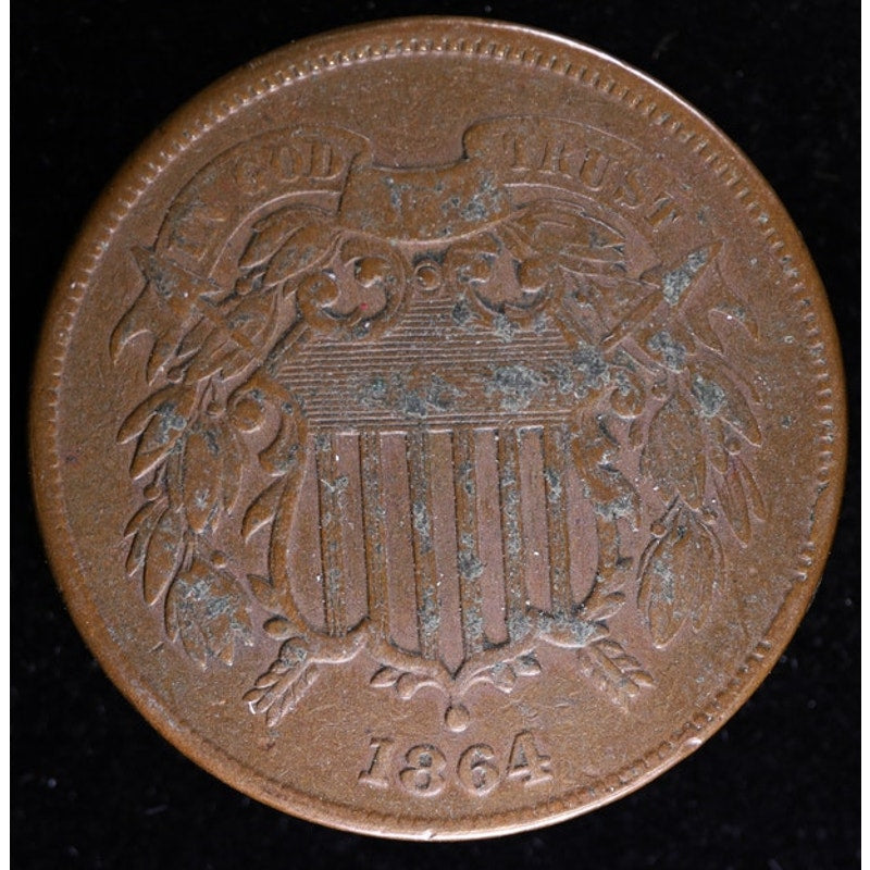 1864 Two Cent Piece First Year Issue Civil War Era US Coin