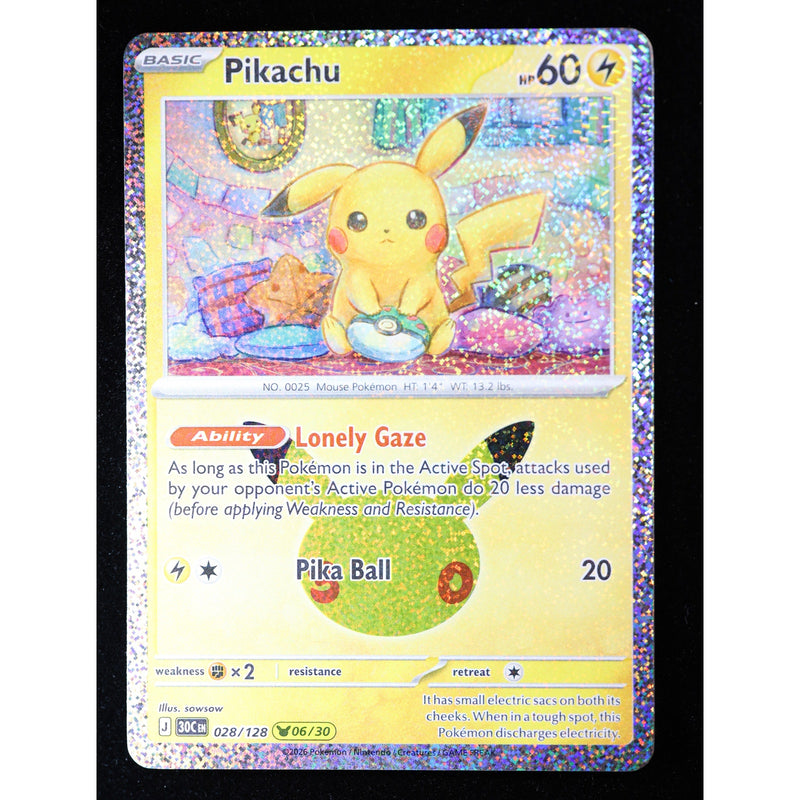 Pokemon Pikachu 028/128 06/30 30th Celebration Holo English NM