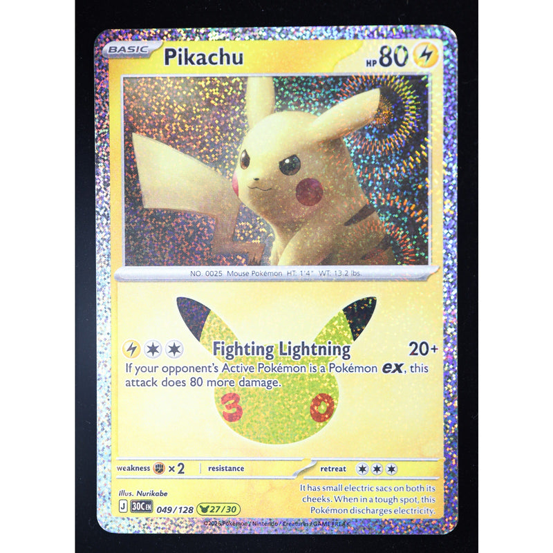 Pokemon Pikachu 049/128 27/30 30th Celebration Holo English NM