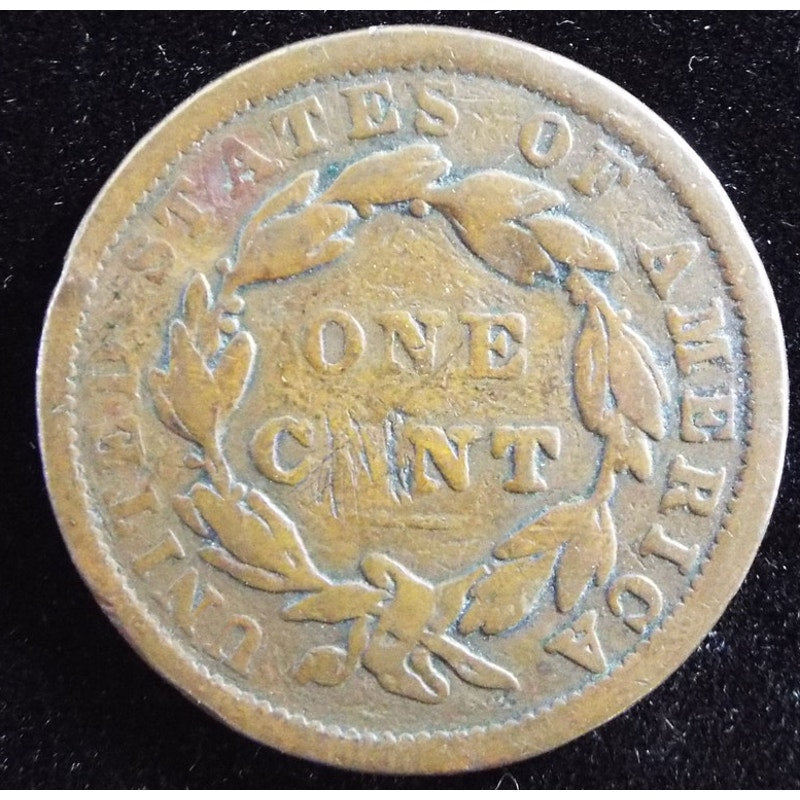 1838 Matron Head Large Cent reverse early U.S. copper coin