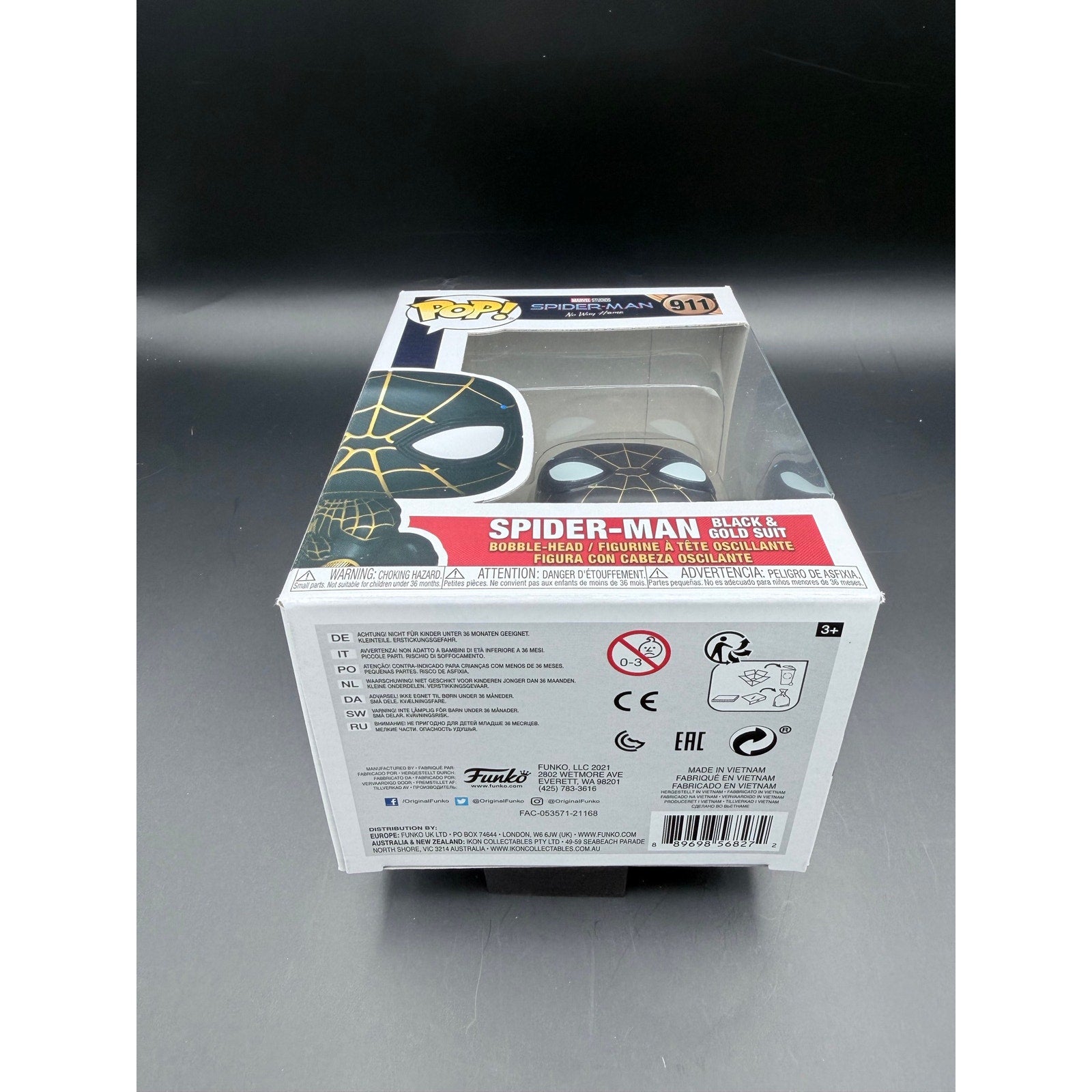 Spider Man Black Gold Suit Funko Pop figure display