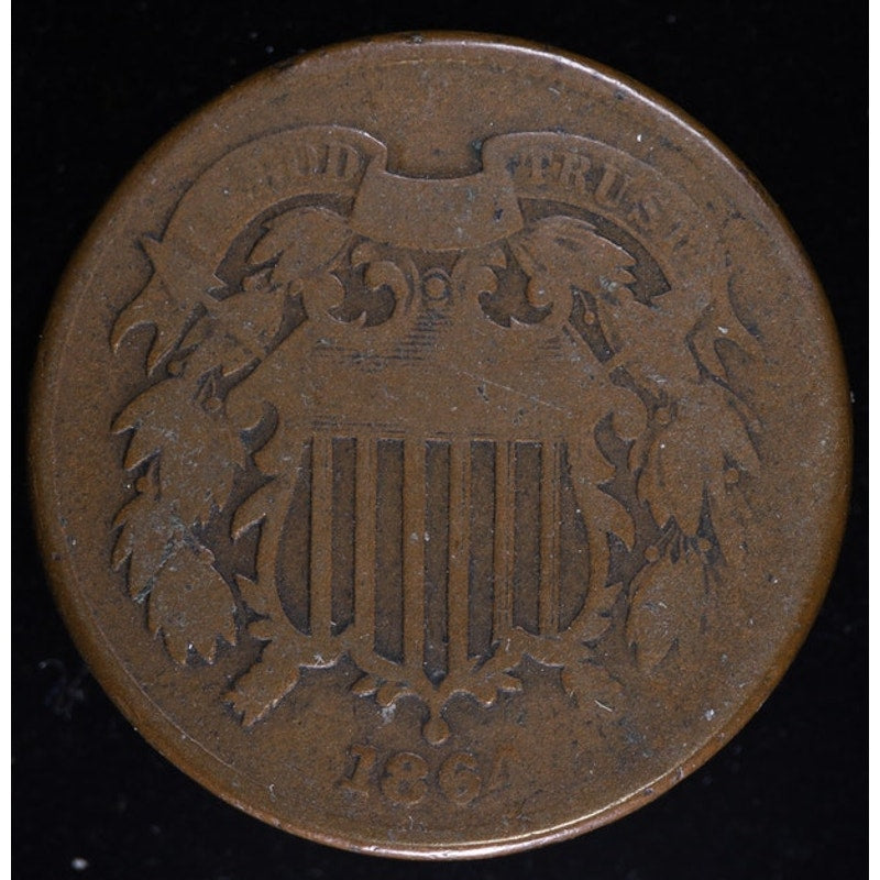 1864 Two Cent Piece Large Motto Civil War Era Coin
