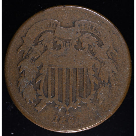 1864 Two Cent Piece Large Motto Civil War Era Coin