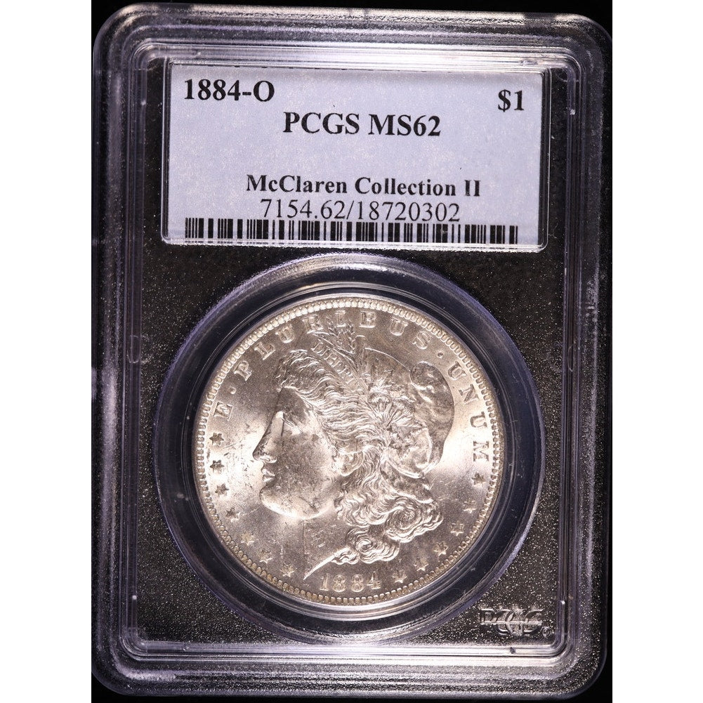 1884-O Morgan Silver Dollar PCGS MS62 McClaren Collection II Certified Coin Obverse