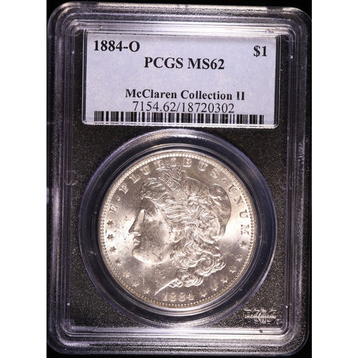 1884-O Morgan Silver Dollar PCGS MS62 McClaren Collection II Certified Coin Obverse