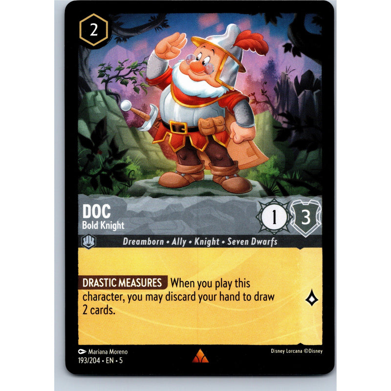 Disney Lorcana Doc - Bold Knight 193/204 SS Rare Nonfoil NM