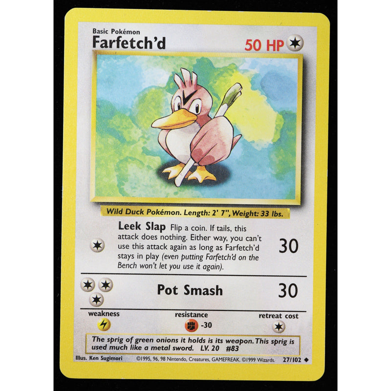 Farfetch'd 27/102 Base Set Unlimited 1999 Pokemon WOTC Vintage LP
