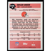 2026 Topps Flagship Taylen Green RC 1991 Topps 91TR-8 Football back