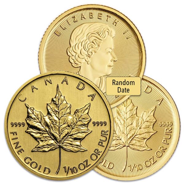 1 10 oz Gold Canadian Maple Leaf 9999 fine gold bullion coin