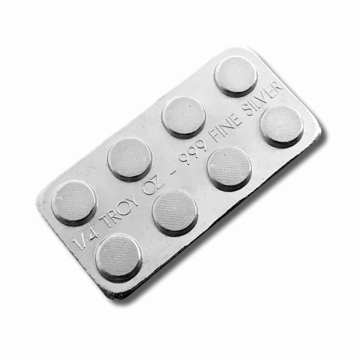 1/4 oz silver building block bar single piece top view