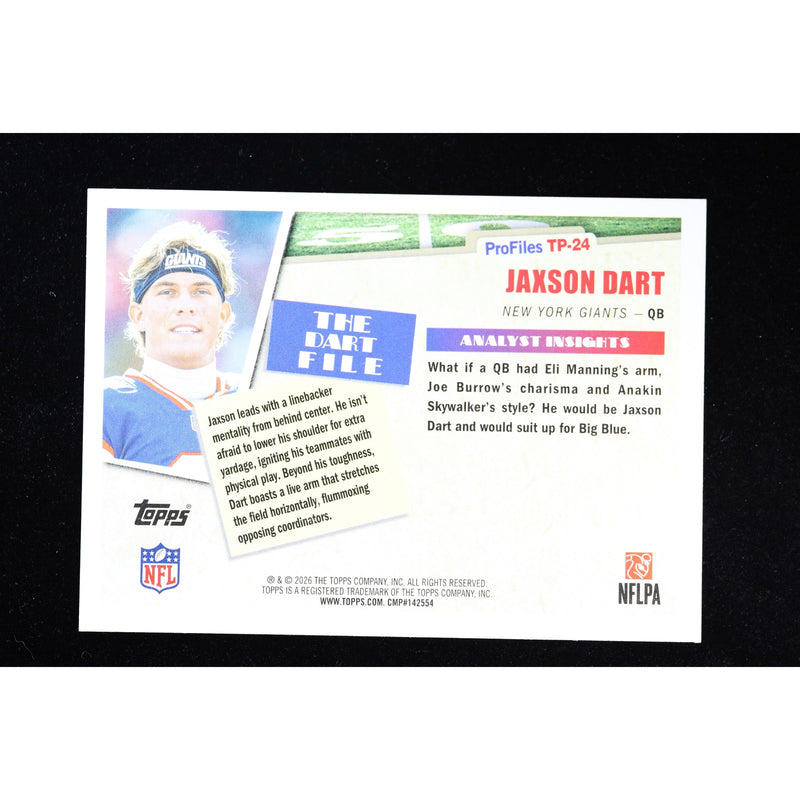 2026 Topps Flagship Jaxson Dart RC Topps Profiles TP-24 — Near Mint