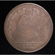 1856 Seated Liberty Quarter 90 Percent Silver Coin Obverse