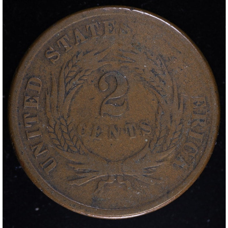 1864 Two Cent Piece Large Motto Civil War Era Coin