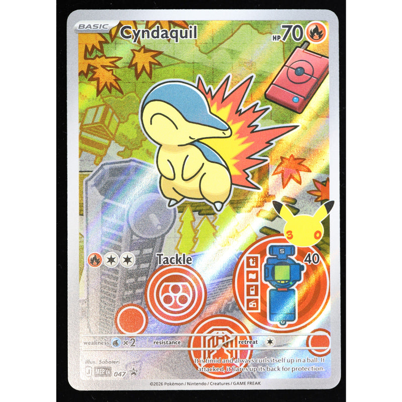 Pokemon Cyndaquil MEP 047 Black Star Stamped Promo Holo English NM