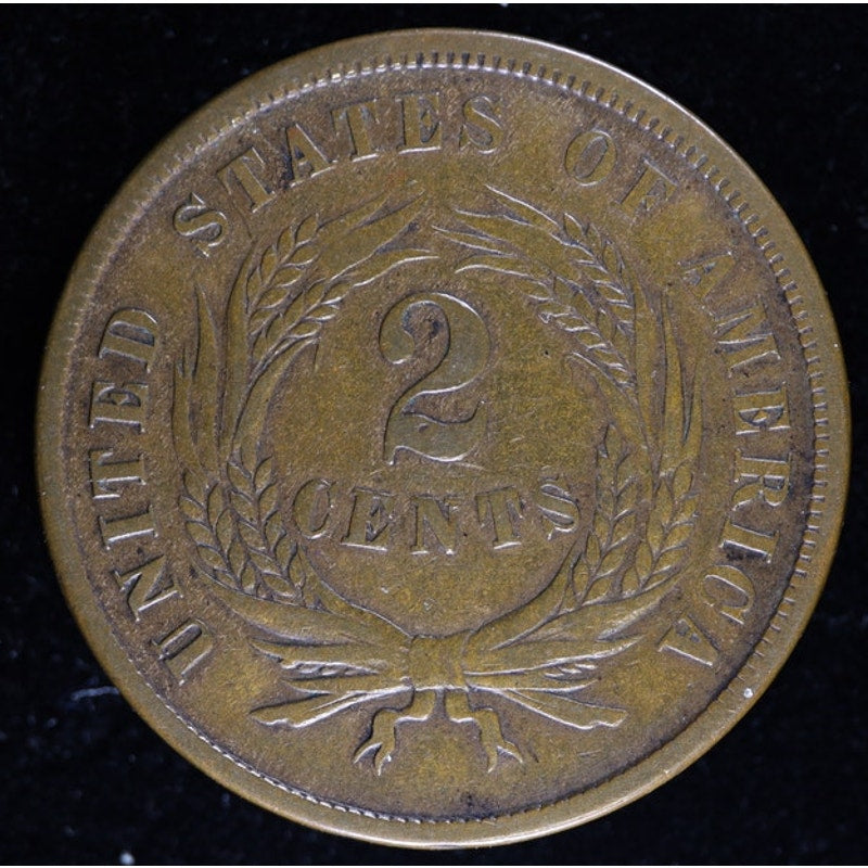 1864 Two Cent Piece Large Motto Civil War Era Coin VG Details