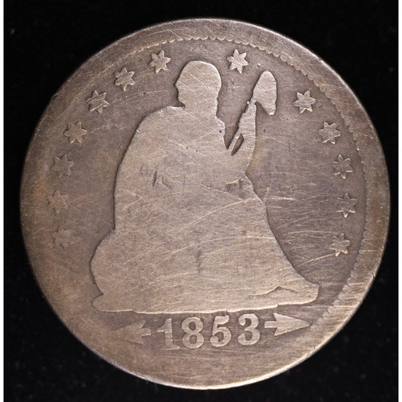 1853 Arrows Seated Liberty Quarter Obverse