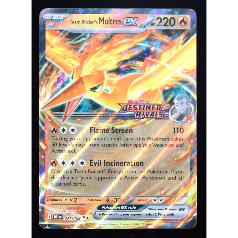 Pokemon Team Rocket's Moltres ex 031/182 Destined Rivals Stamped NM