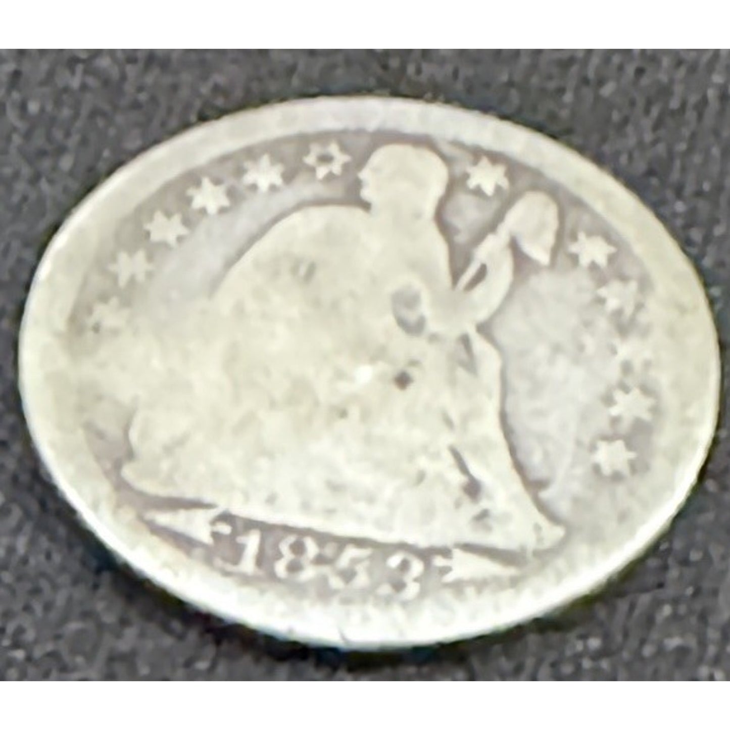 1853 Arrows Seated Liberty Dime obverse close detail