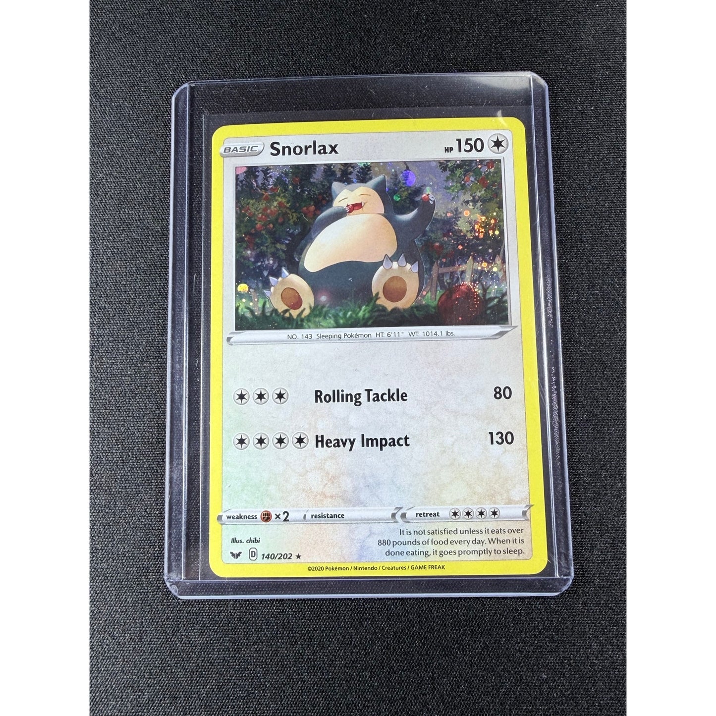Snorlax Sword Shield holo Pokemon card front view