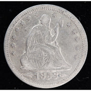 Obverse of 1853 Seated Liberty quarter with arrows at date, visible LIBERTY, and cleaned surfaces