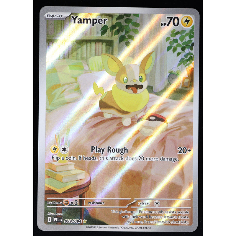 Pokemon Yamper 099/094 Phantasmal Flames Illustration Rare Holo English NM