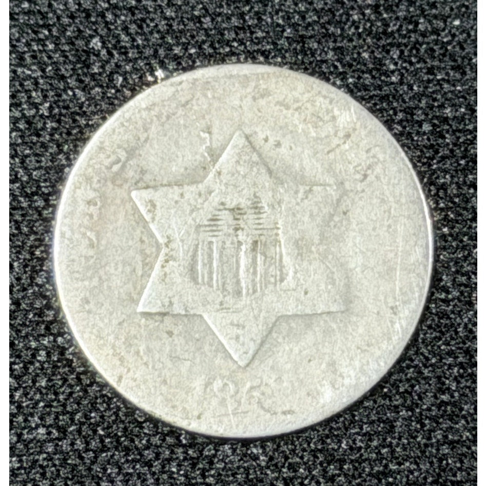 1852 Three Cent Silver Trime Type 1 obverse AG G detail
