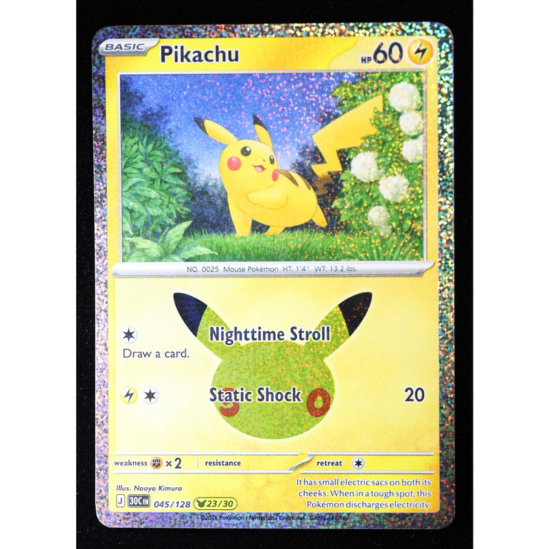 Pokemon Pikachu 045/128 23/30 30th Celebration Holo English NM