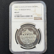 2000 Isle of Man Berlin Wall commemorative crown graded NGC MS67 copper nickel world coin obverse