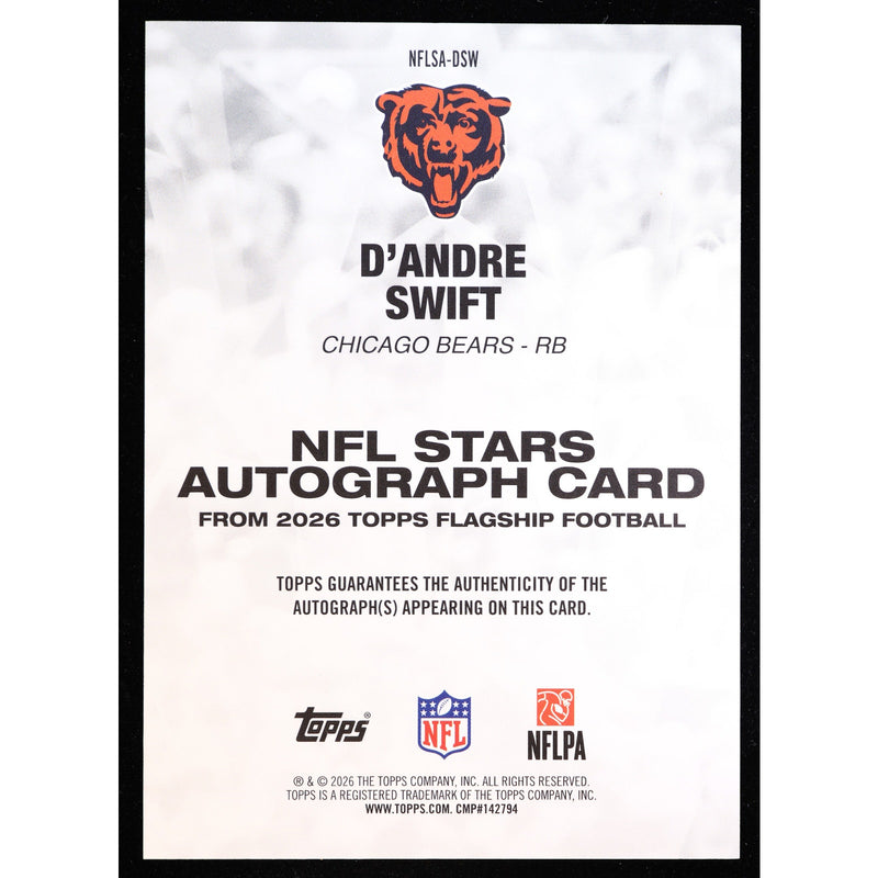 2026 Topps D'Andre Swift NFL Stars Auto Blue 137/150 NFLSA-DSW – Near Mint