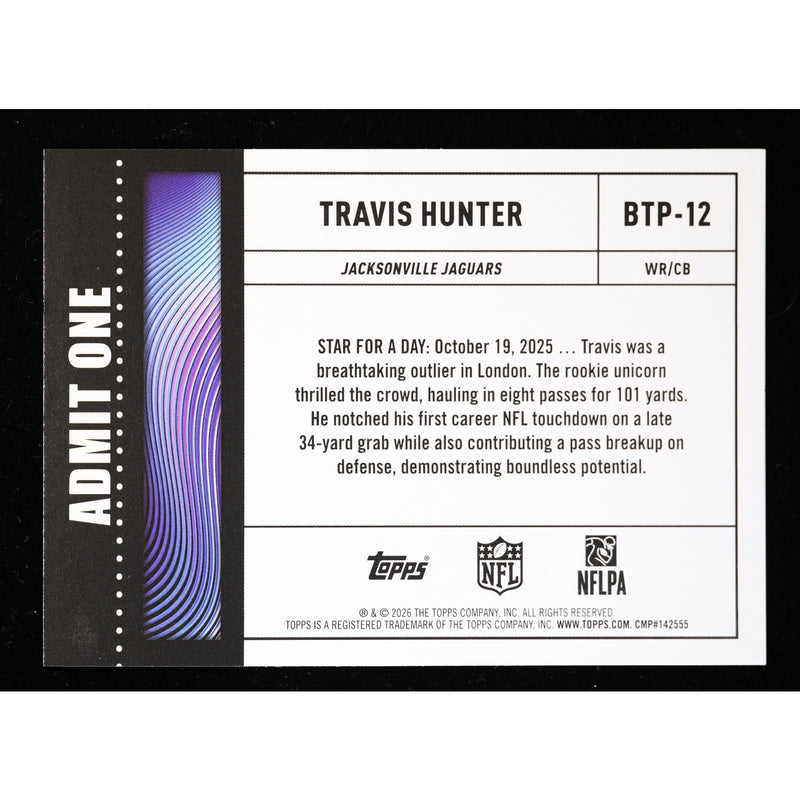 2026 Topps Flagship Travis Hunter Big Ticket Players BTP-12 Jaguars back