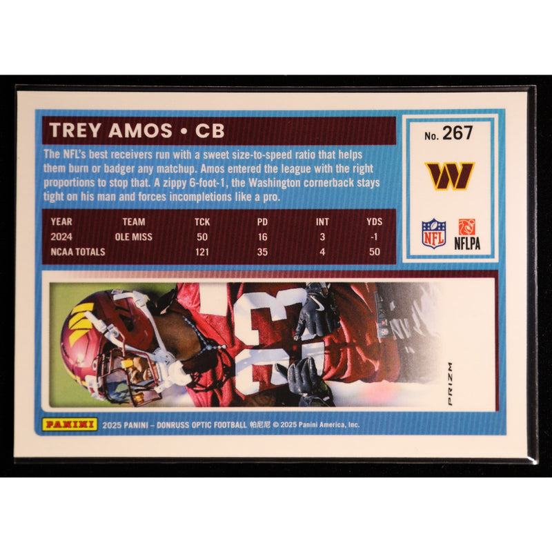 2025 Donruss Optic Trey Amos RC #267 Red Scope — Near Mint