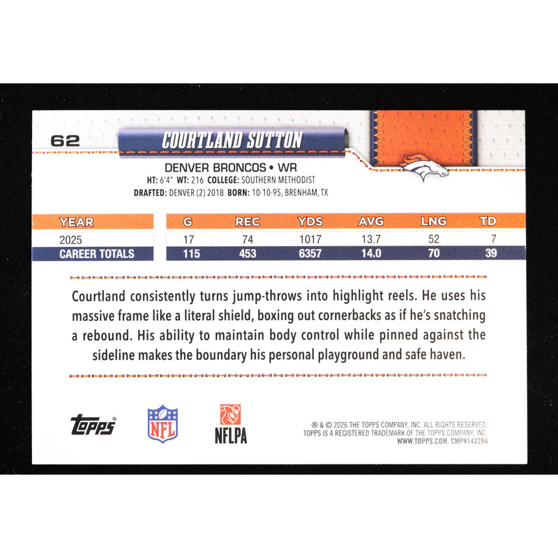 2026 Topps Flagship Courtland Sutton #62 Sandglitter — Near Mint