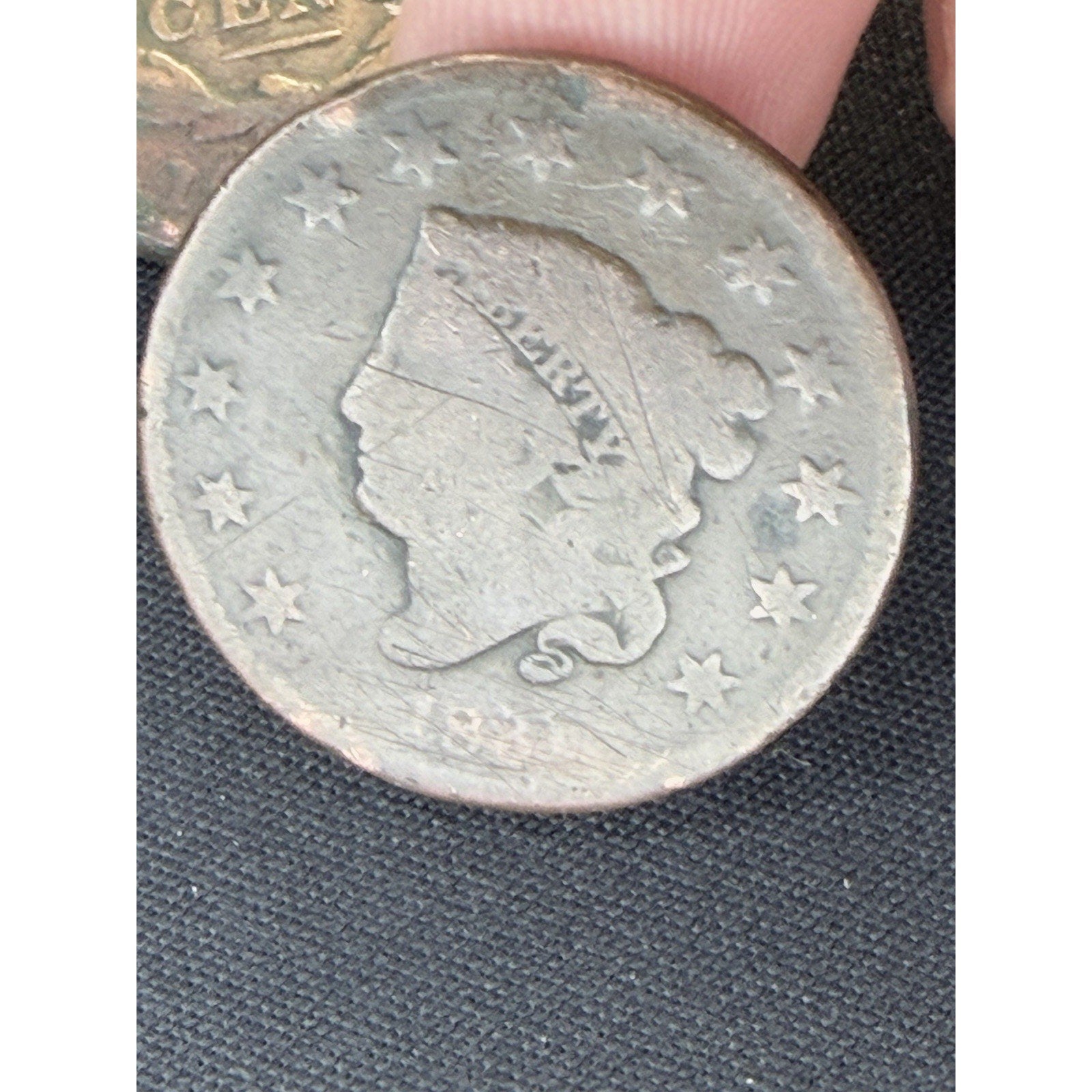 1831 Coronet Head Large Cent obverse close detail