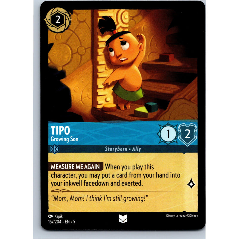 Disney Lorcana Tipo - Growing Son 157/204 SS Uncommon Nonfoil NM