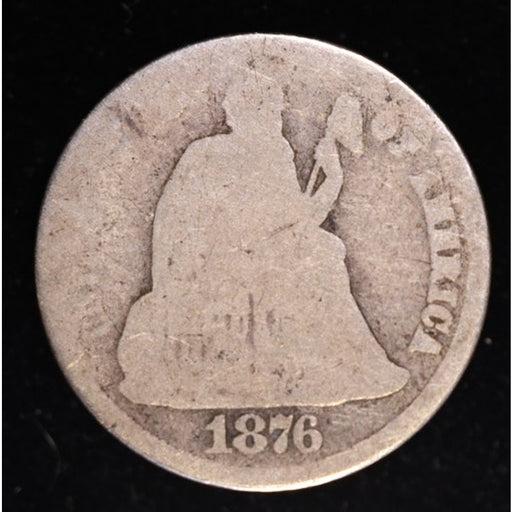 1876 Seated Liberty Dime 90 Percent Silver Coin Obverse