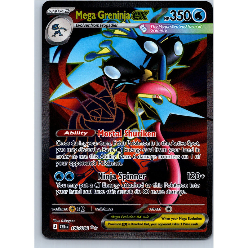 Pokemon Mega Greninja ex 100/086 Chaos Rising Ultra Rare Holo English NM