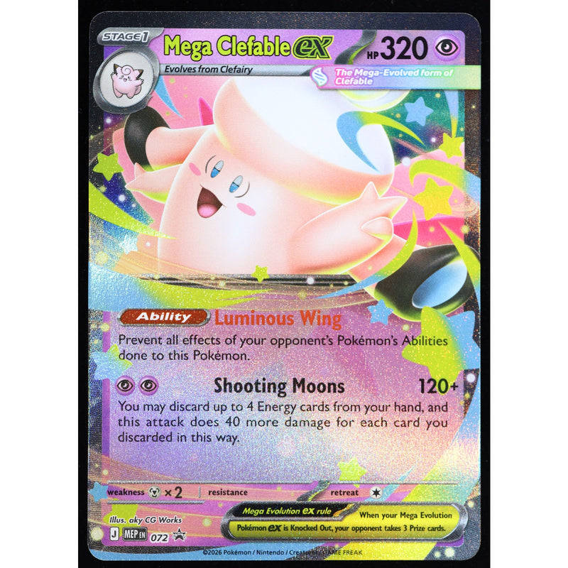 Pokemon Mega Clefable ex MEP 072 Black Star Promo Holo English NM