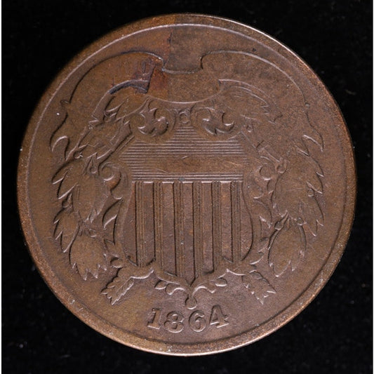 1864 Two Cent Piece First Year Issue Better Detail Civil War Coin