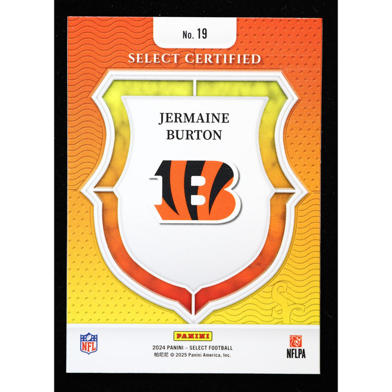 2024 Panini Select Certified Jermaine Burton RC #19 Football Card back